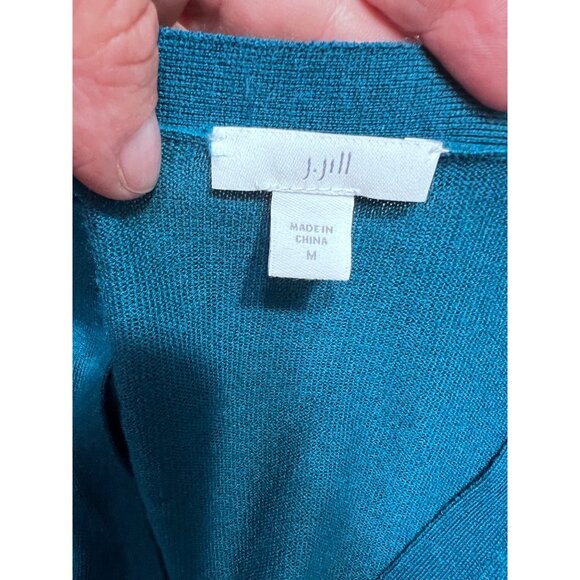 J. Jill Womens Teal Button-Front Cardigan Sweater M - Picture 3 of 5